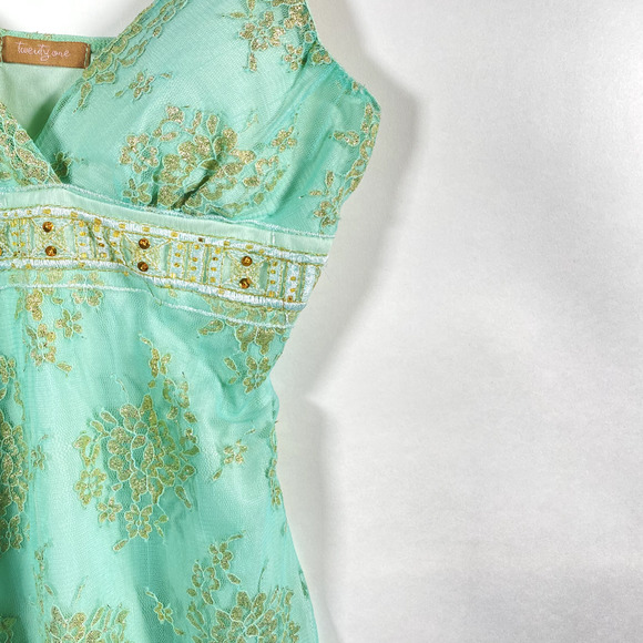 Twenty One Y2K 2000s Spaghetti Strap Lace Sequined Tank Top Size Small - Picture 4 of 8